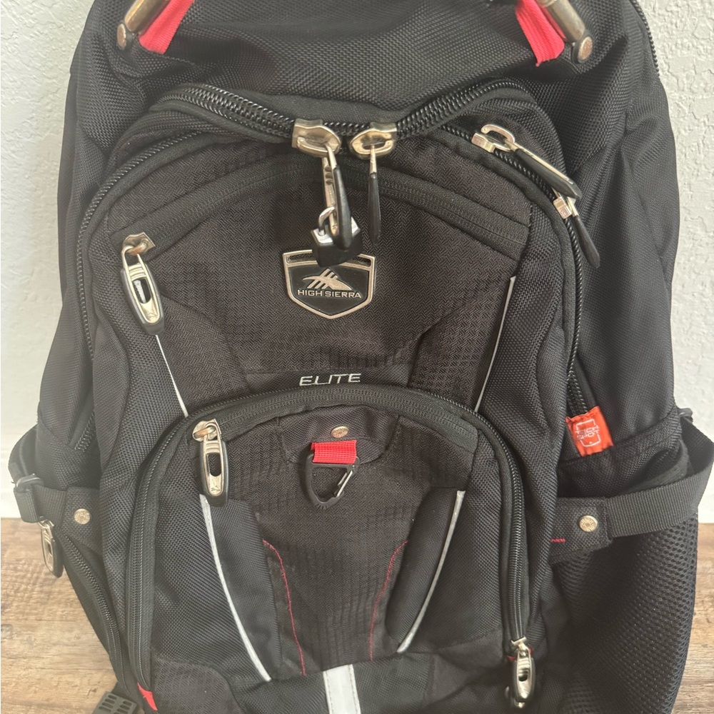 High Sierra Elite Backpack in Black and Red